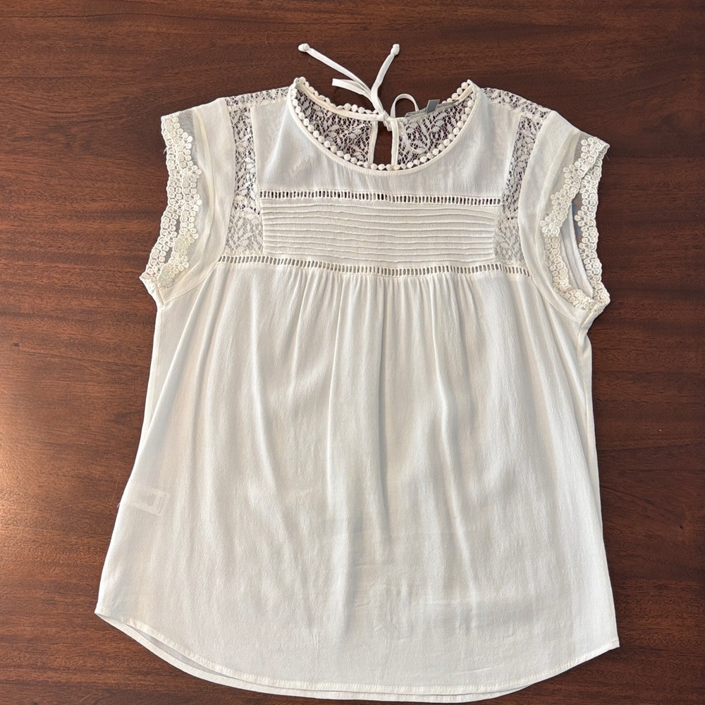 Daniel Rainn White Lace Accent Blouse